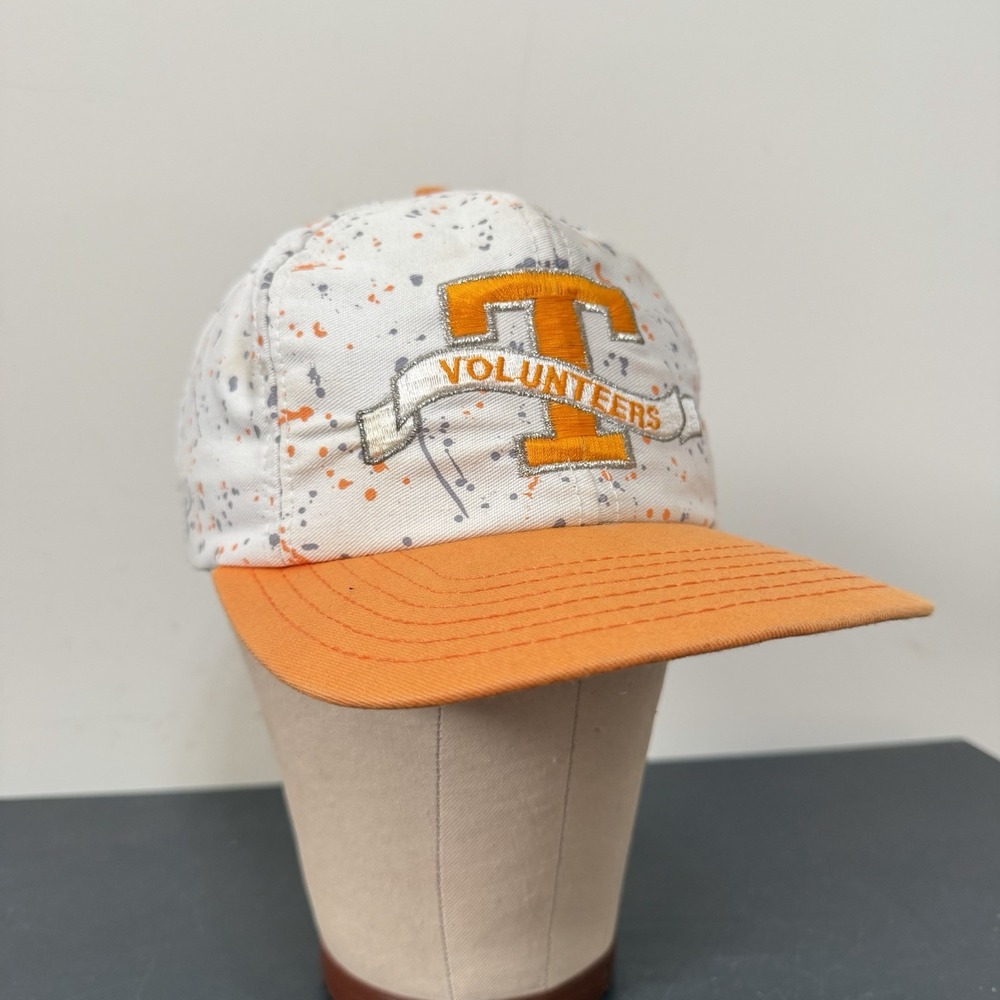 Vintage Tennessee Vols Volunteers Hat Cap 90's Snapback Football Paint Splatter